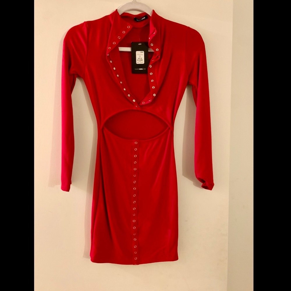 COPY - Fashion Nova Sexy Red Cutout Dress